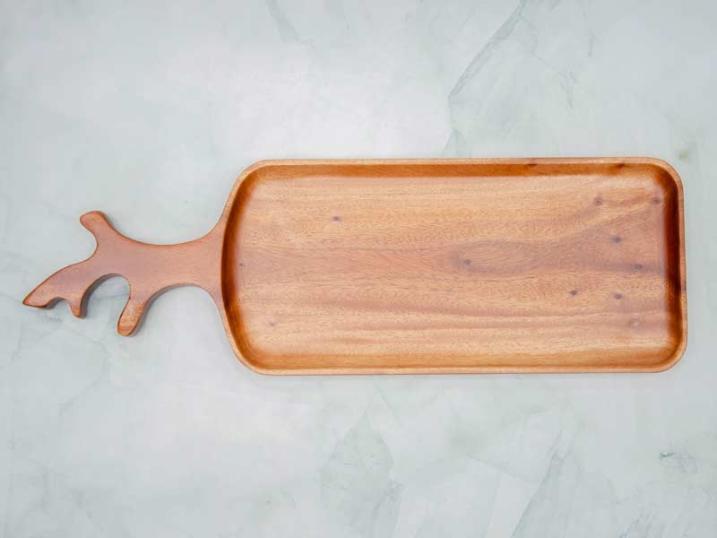 Khay gỗ tay cầm hình sừng nai 