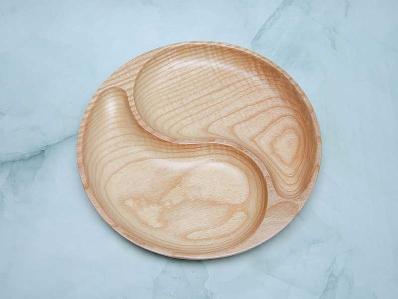 Khay gỗ tròn 2 ngăn hình bát quái 25cm || VKU1-080 14 Khay tròn 2 ngăn hình bát quái 25cm21