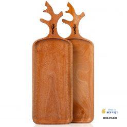 Khay gỗ tay cầm hình sừng nai 14.5x44cm VKU1-072
