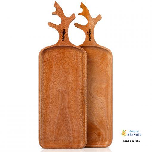 Khay gỗ tay cầm hình sừng nai 14.5x44cm VKU1-072