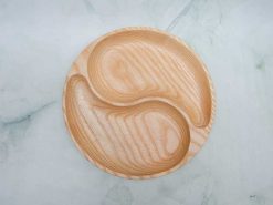 Khay gỗ tròn 2 ngăn hình bát quái 25cm || VKU1-080 12 Khay tron 2 ngan hinh bat quai 25cm 454