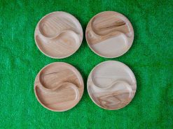 Khay gỗ tròn 2 ngăn hình bát quái 25cm || VKU1-080 10 Khay tron 2 ngan hinh bat quai 25cm87