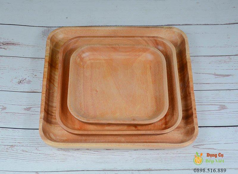 Khay gỗ vuông bo cạnh nhiều size