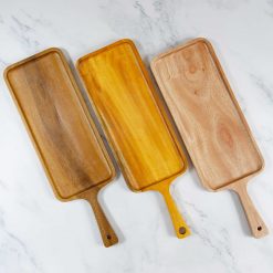 Khay gỗ chữ nhật có tay cầm 38x12cm || VKU1-098