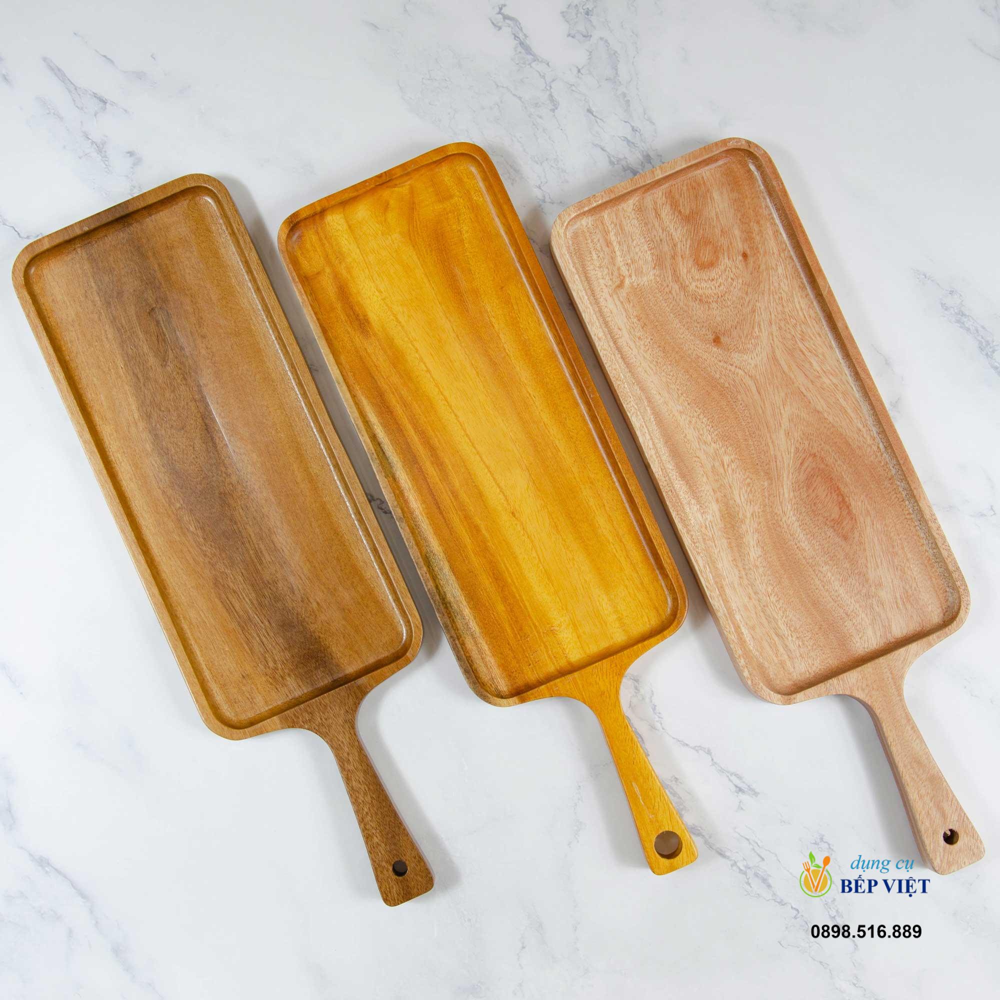Khay gỗ chữ nhật có tay cầm 38x12cm || VKU1-098 1 Khay gỗ chữ nhật có tay cầm 38x12cm || VKU1-098
