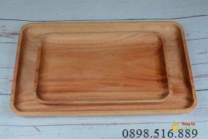 Khay gỗ xà cừ nguyên khối cạnh bo nhiều size 28 Khay chu nhat