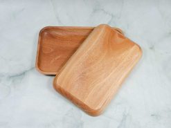 Khay gỗ xà cừ nguyên khối cạnh bo nhiều size 30 VKU1 107 Khay chu nhat 25x16cm hg