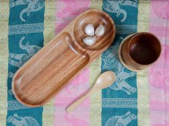 Khay gỗ ovan 2 ngăn 21 VKU1 103 Khay go ovan 2 ngan dai 28x10cm