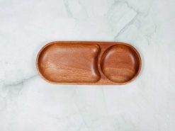 Khay gỗ ovan 2 ngăn 14 Khay gỗ ovan 2 ngăn ngắn