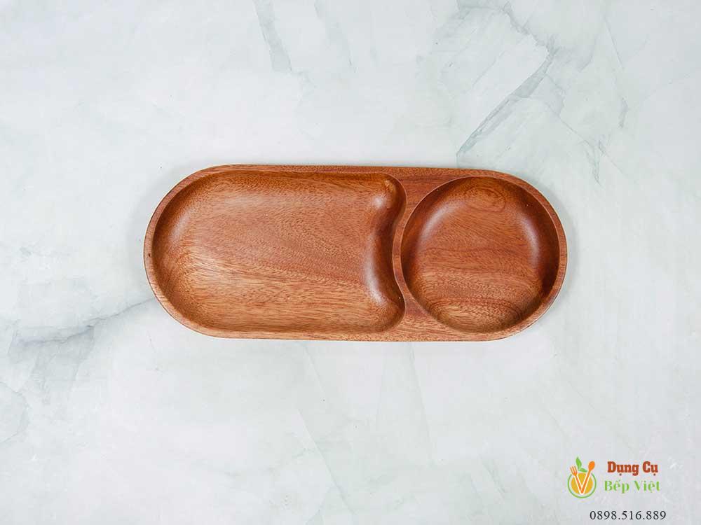 Khay gỗ ovan 2 ngăn 3 Khay gỗ ovan 2 ngăn ngắn