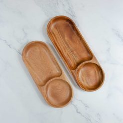 Khay gỗ ovan 2 ngăn