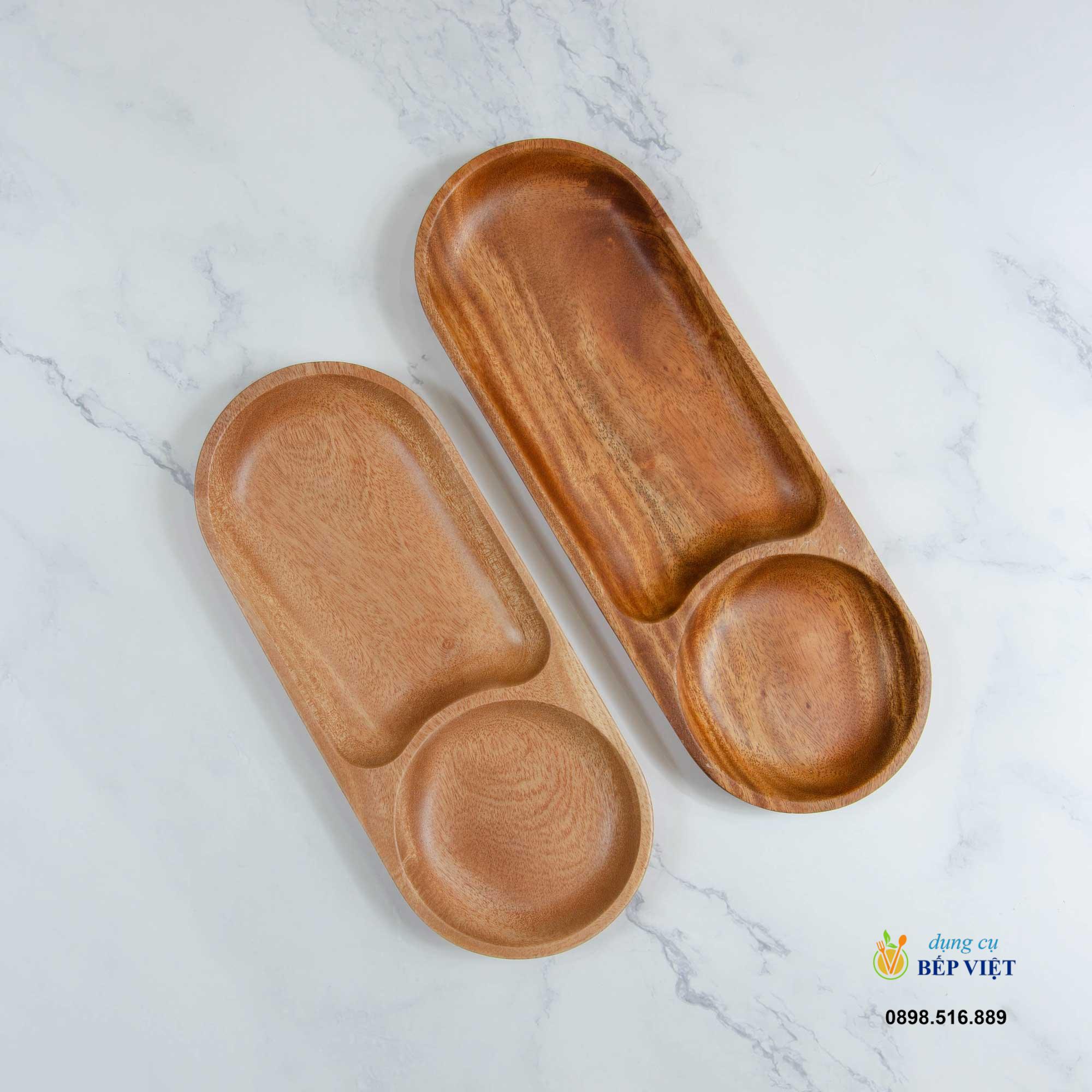 Khay gỗ ovan 2 ngăn 1 Khay gỗ ovan 2 ngăn