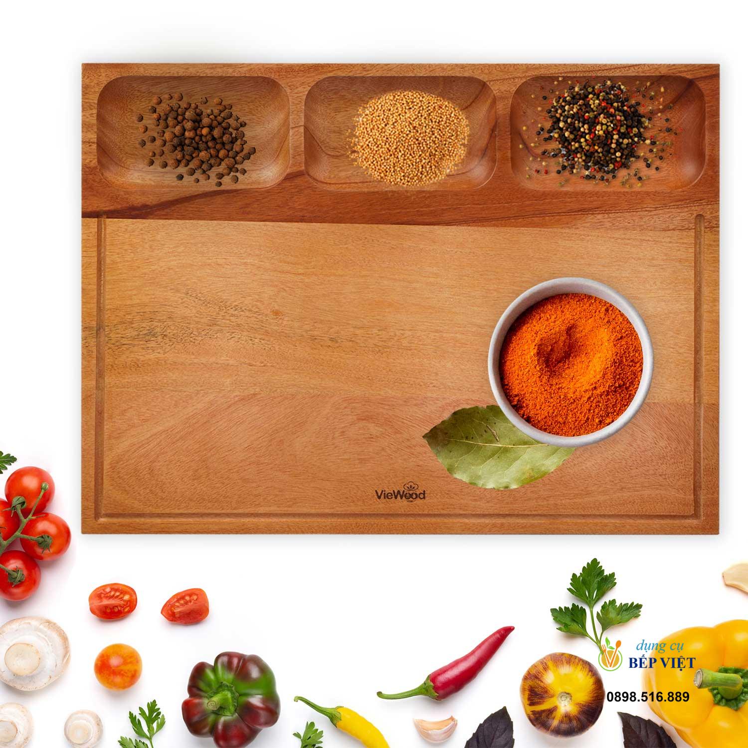 Thớt chữ nhật có 3 ngăn nhỏ 43x33cm 6 Thớt chữ nhật có 3 ngăn nhỏ 43x33cm - Ảnh 6