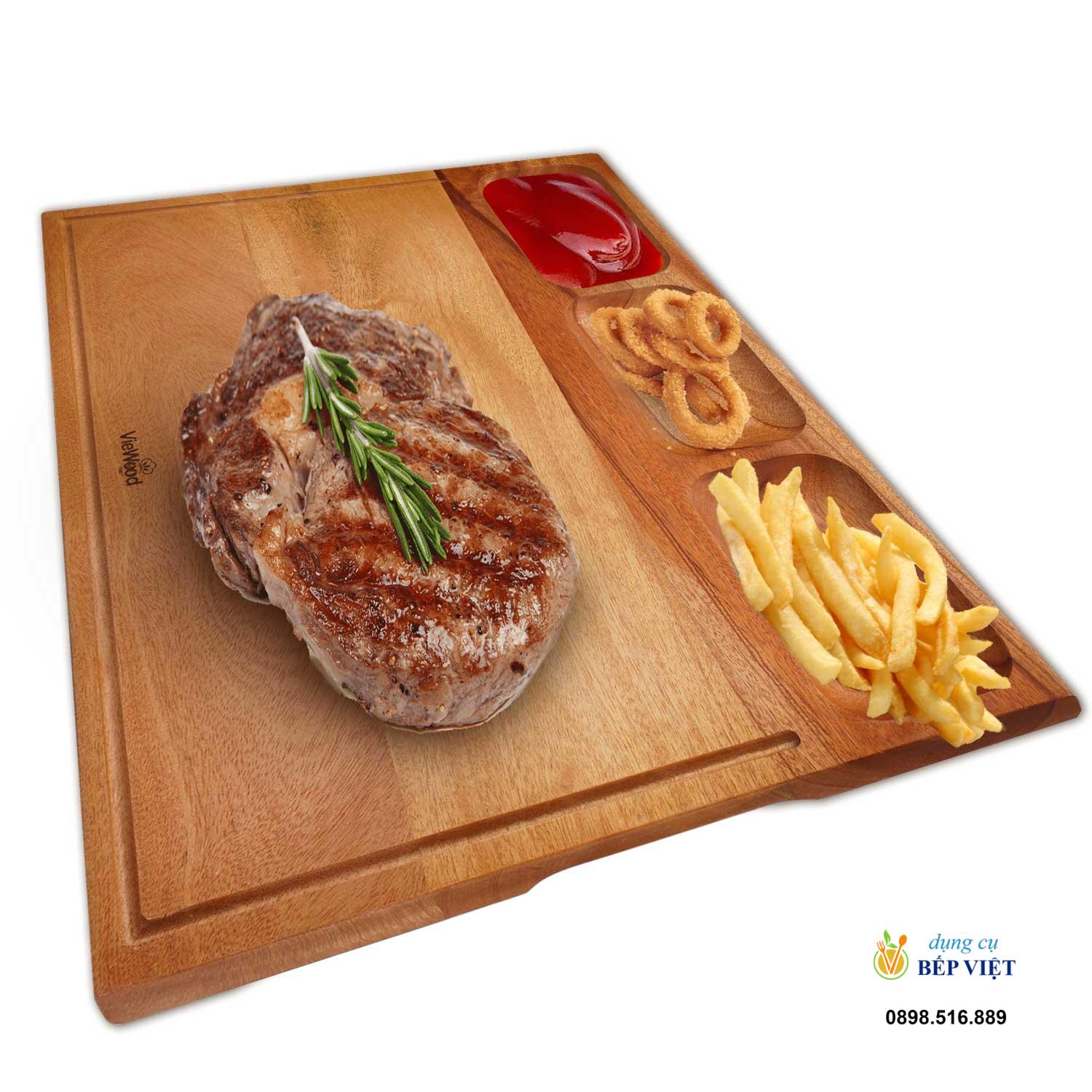 Thớt chữ nhật có 3 ngăn nhỏ 43x33cm 2 Thớt chữ nhật có 3 ngăn nhỏ 43x33cm - Ảnh 2