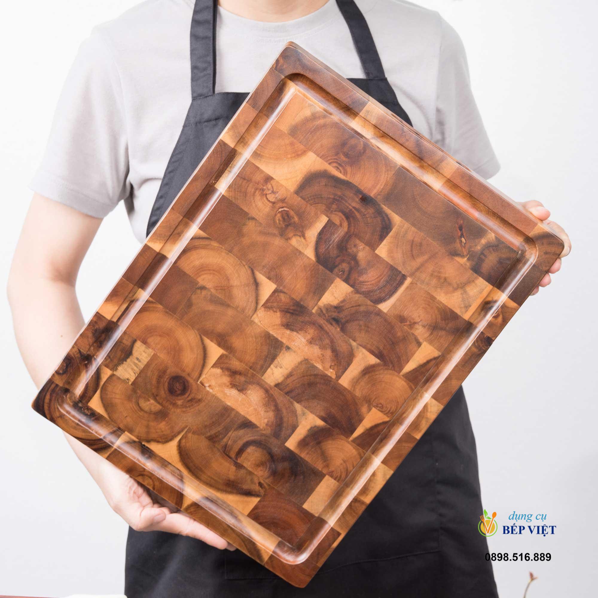 Thớt gỗ tràm sớ lật 40x30x3.8cm 1 Thớt gỗ tràn