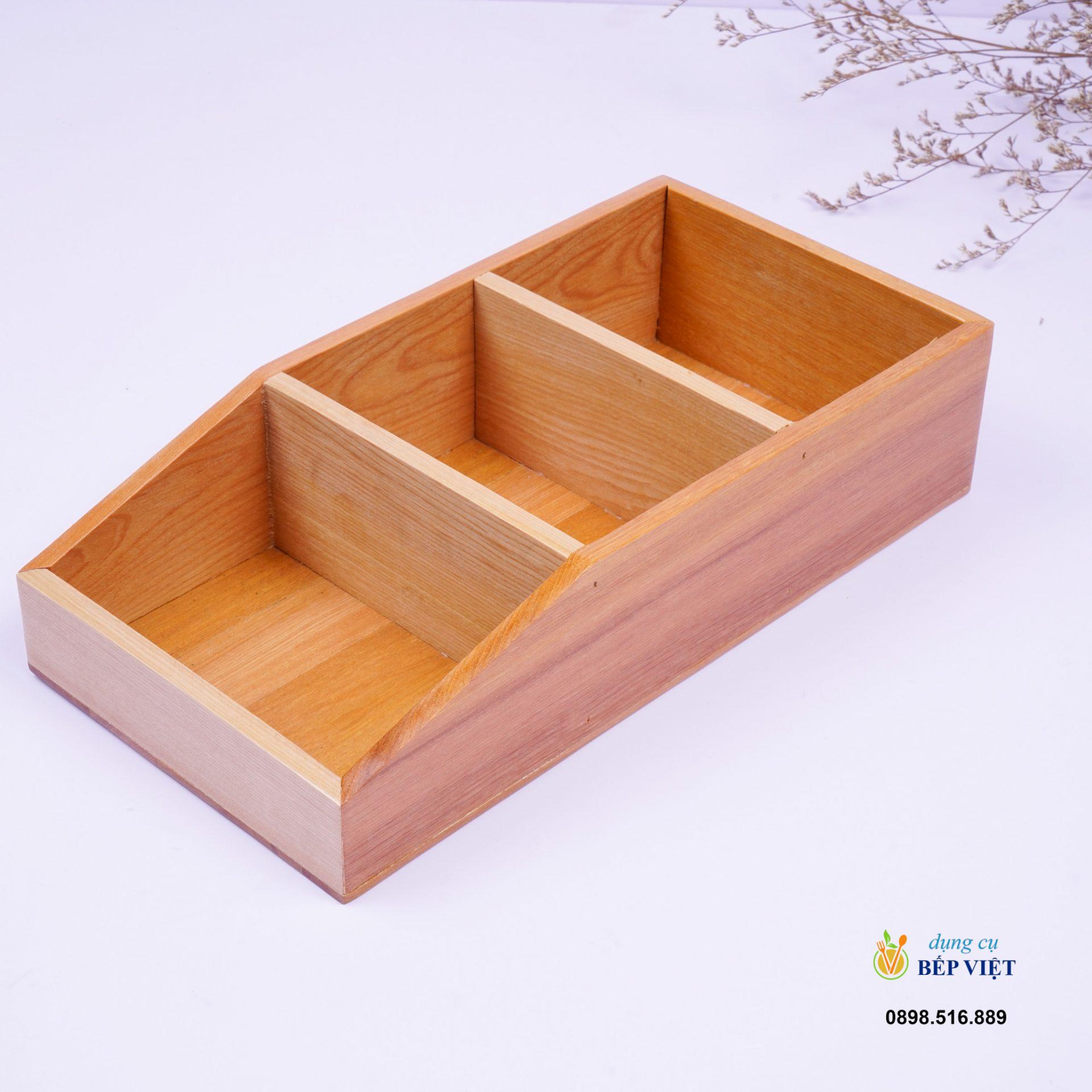 Khay đựng gia vị 3 ngăn 30x15x7cm 2 Khay 3 ngăn