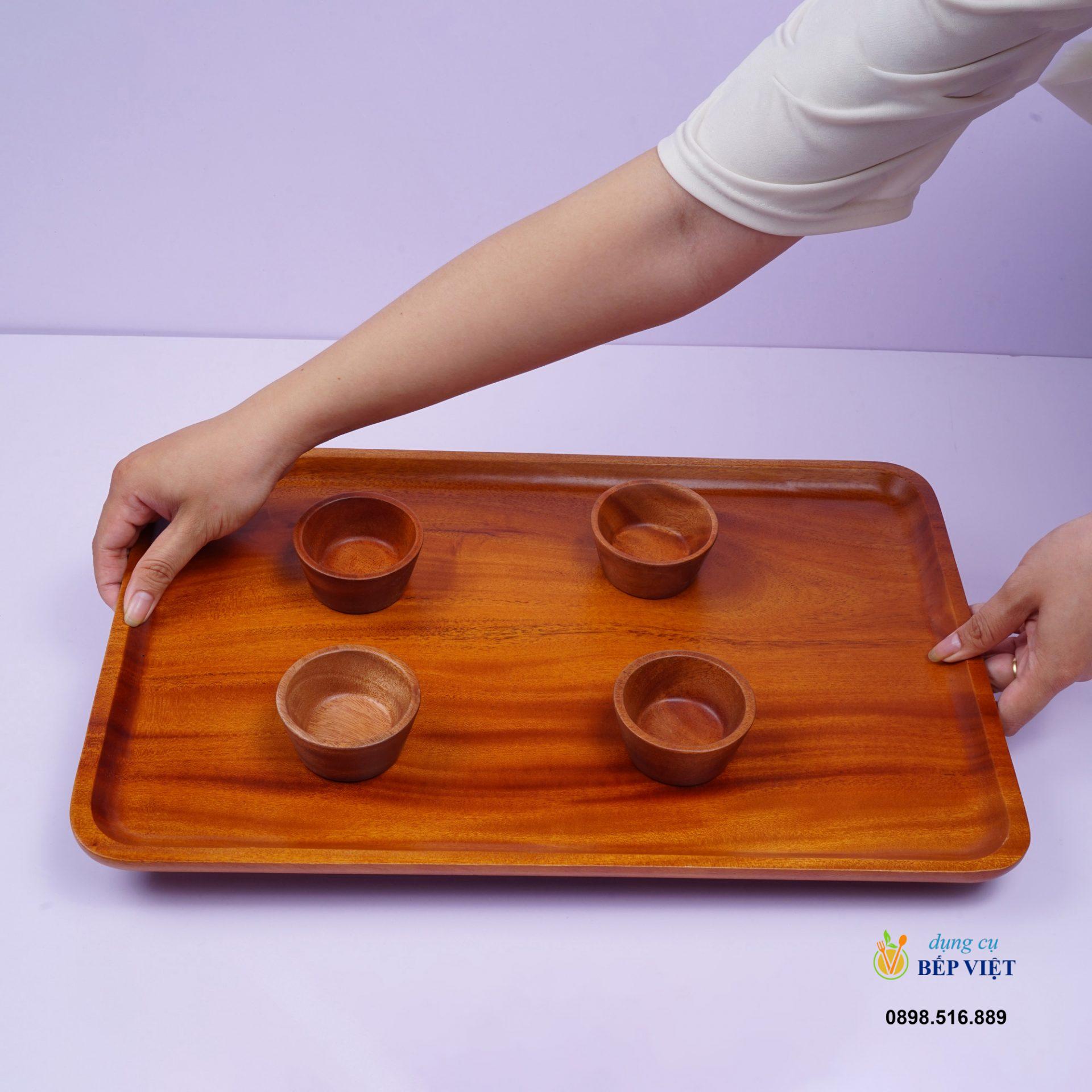 Khay chữ nhật đại (45.5x30x2cm) 6 Khay go chu nhat dai