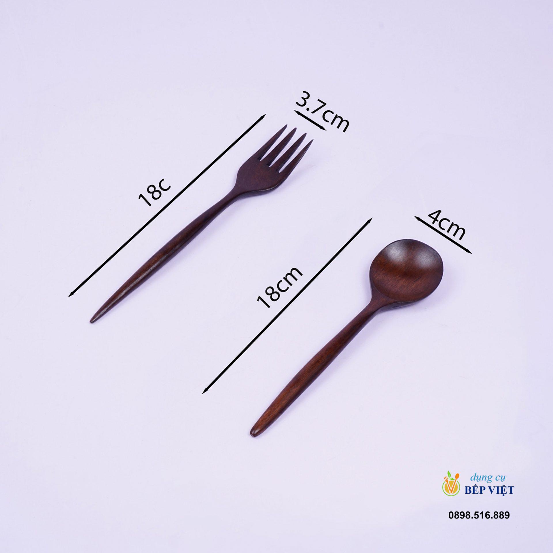 Bộ muỗng nĩa gỗ (18cm) 3 Combo muỗng nĩa