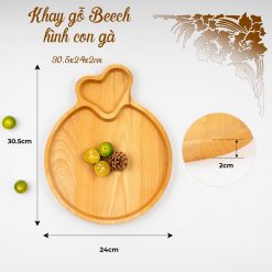 Khay go Beech hinh con ga 30